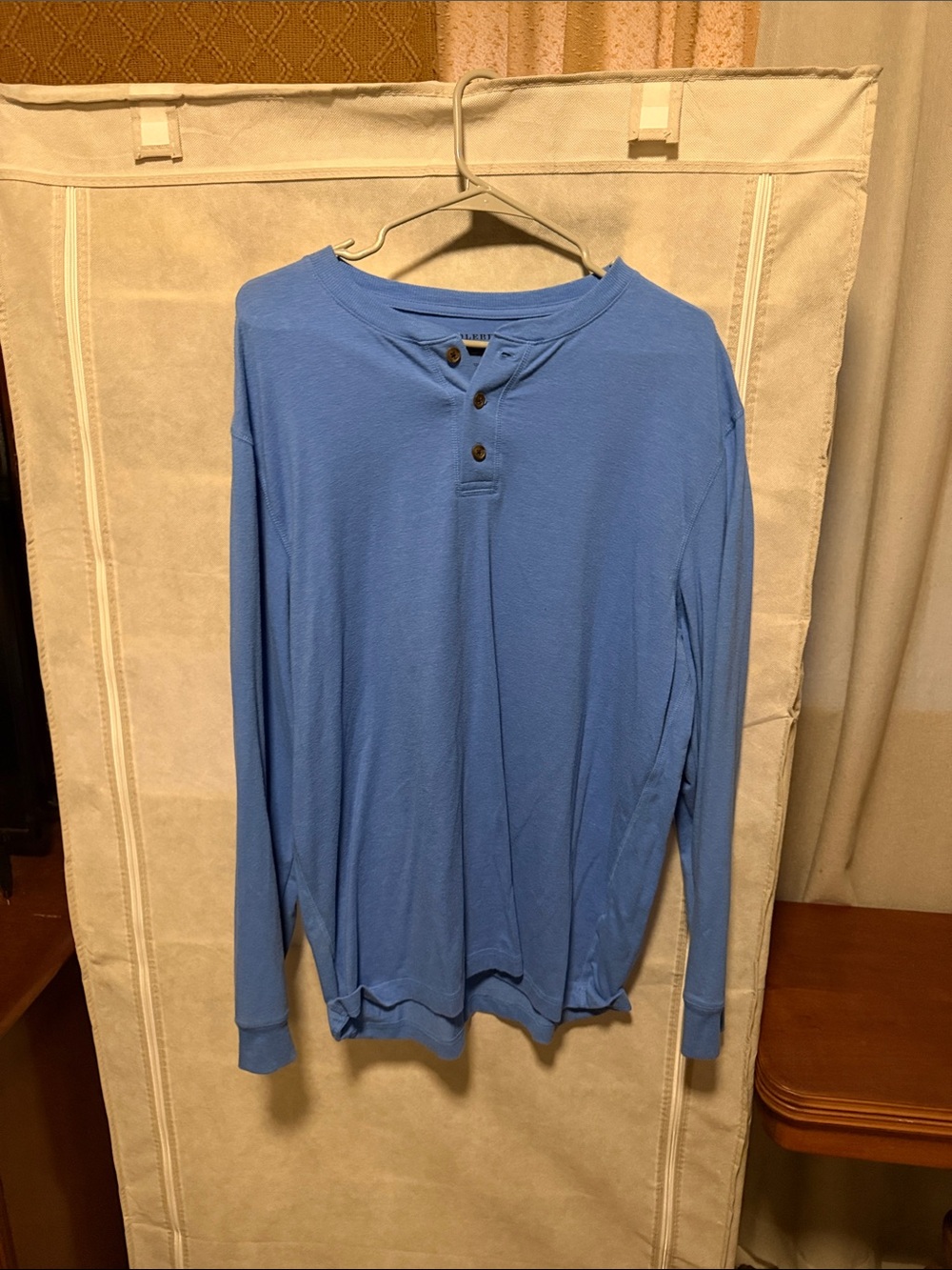 Men's Long-Sleeve Henley Shirt - Blue